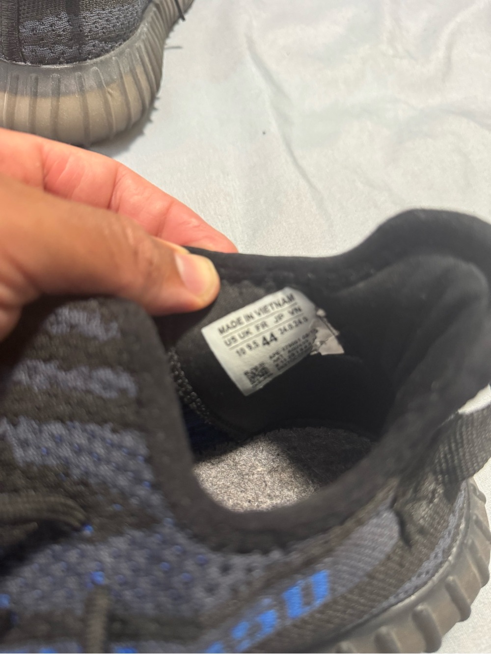 adidas Men's Black and Blue Knit Athletic Sneakers Yeezy